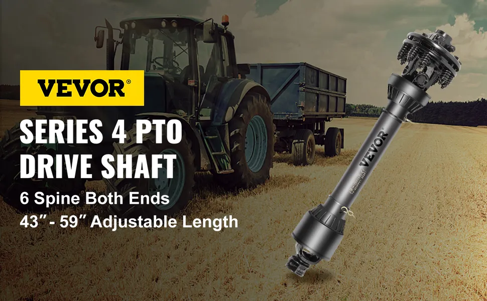 VEVOR pto shaft for tractors in a wheat field, adjustable length 43"-59".