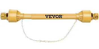 Eje de toma de fuerza VEVOR con carcasa amarilla y cadena, apto para maquinaria agrícola.
