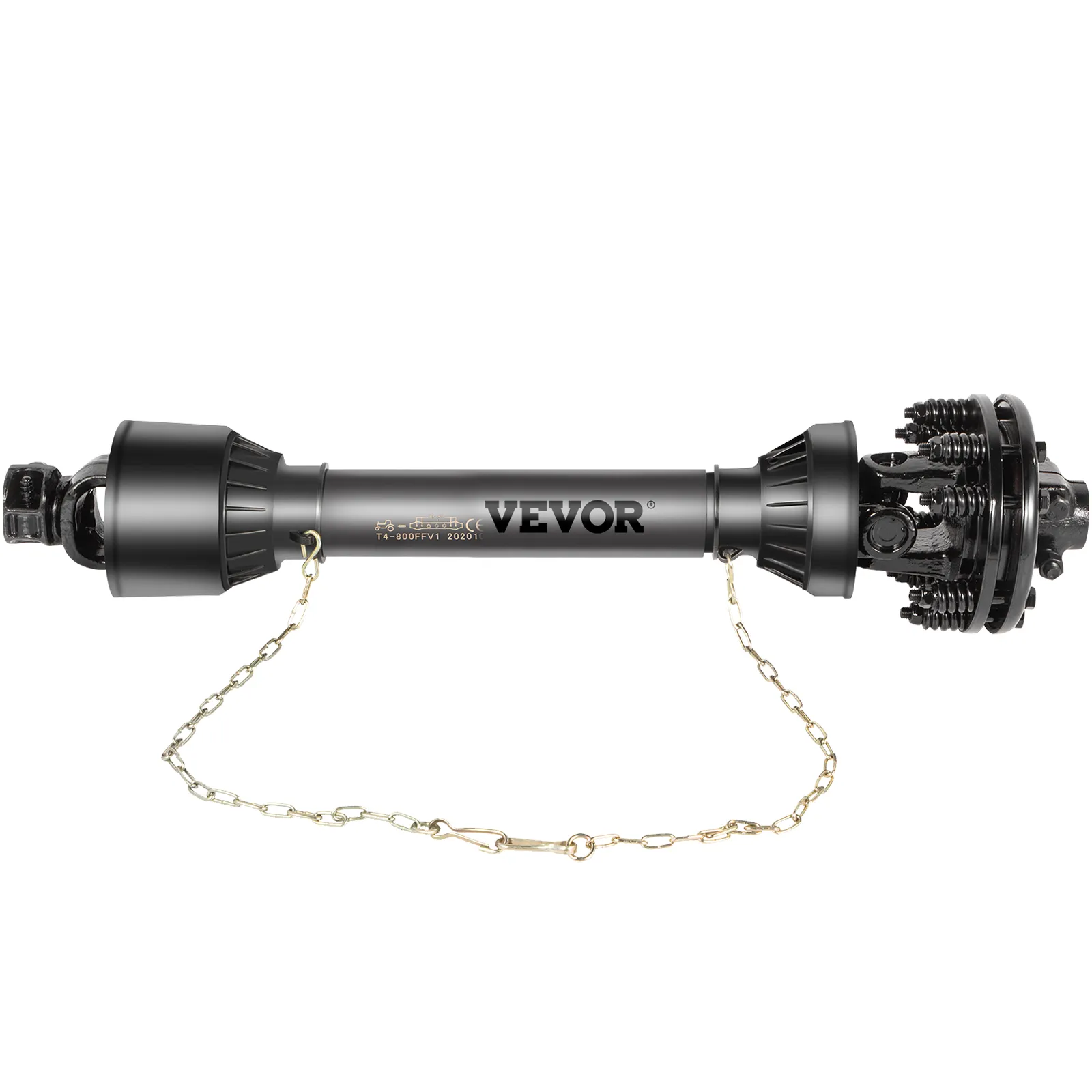 VEVOR pto shaft with chain, durable black metal construction.
