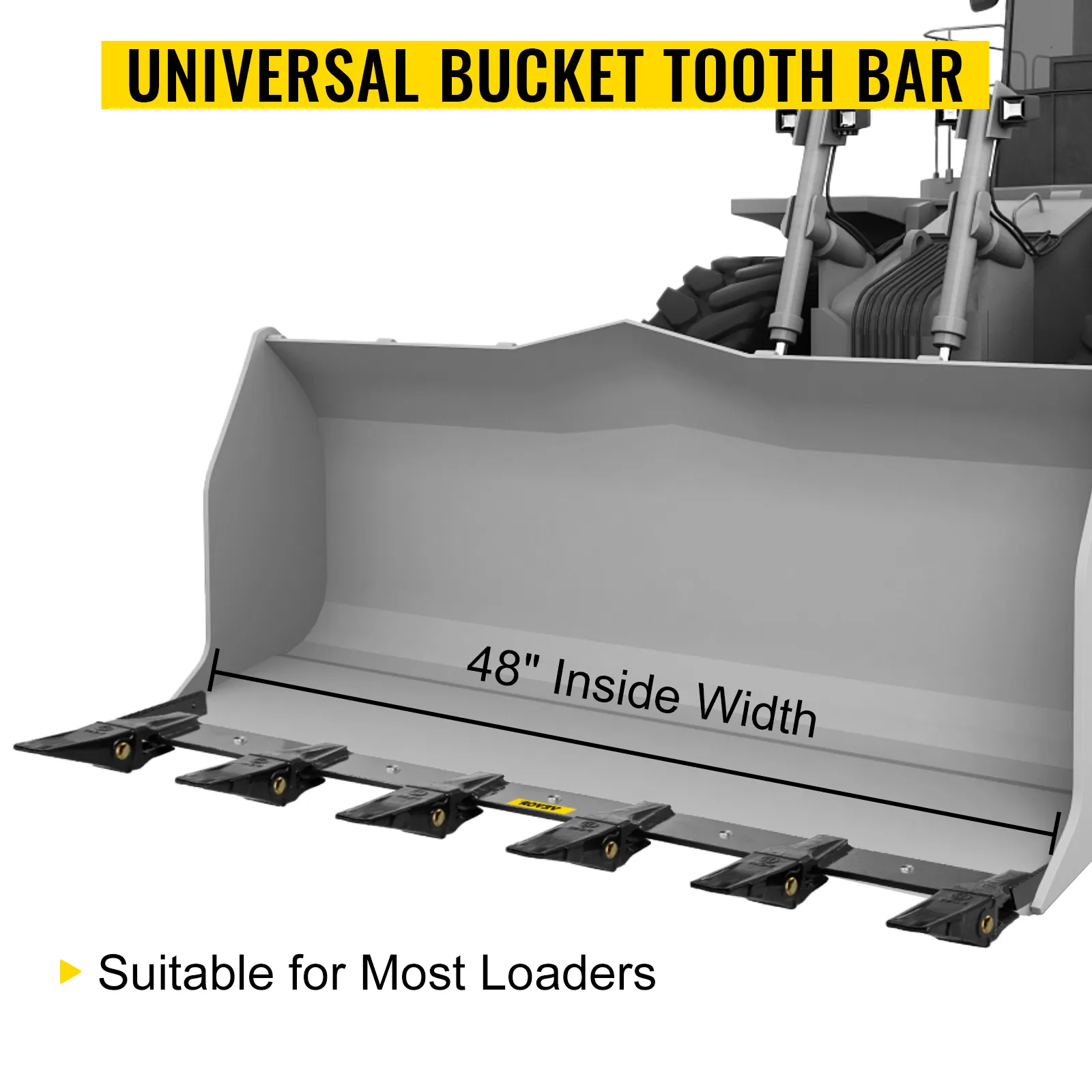 universal bucket tooth bar, 48" inside width, suitable for most loaders