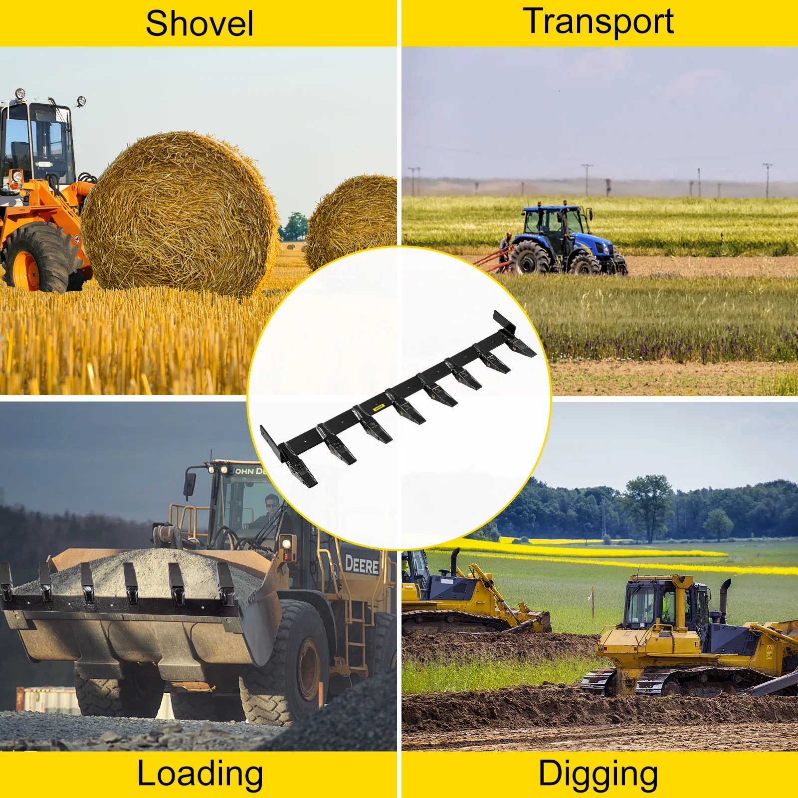 VEVOR bucket tooth bar for shoveling, transporting, loading, and digging tasks.