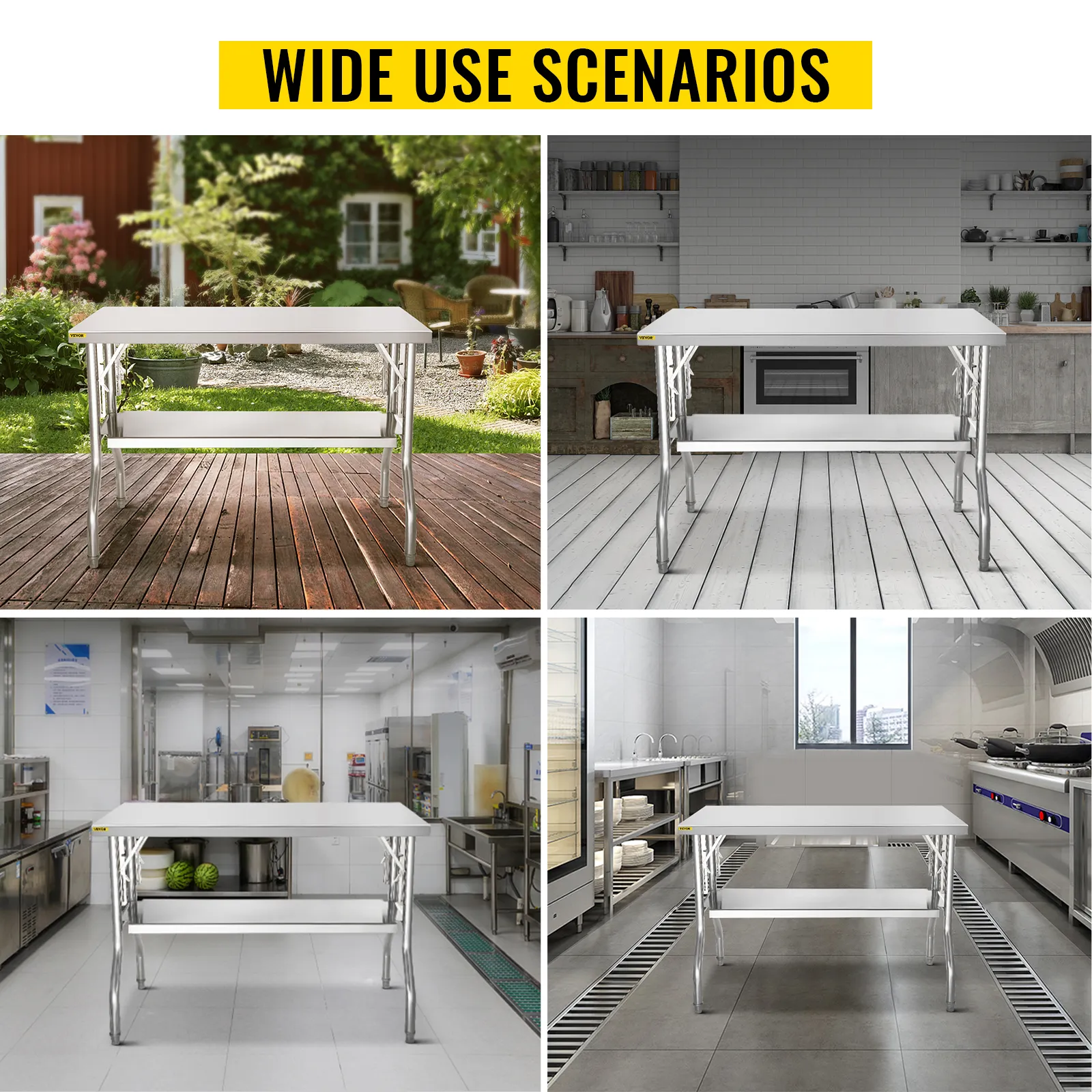 Heavy-Duty Stainless Steel Work Table With Backsplash & Adjustable Shelf - Designed For Commercial Kitchens (24 X 48 X 36 Inch