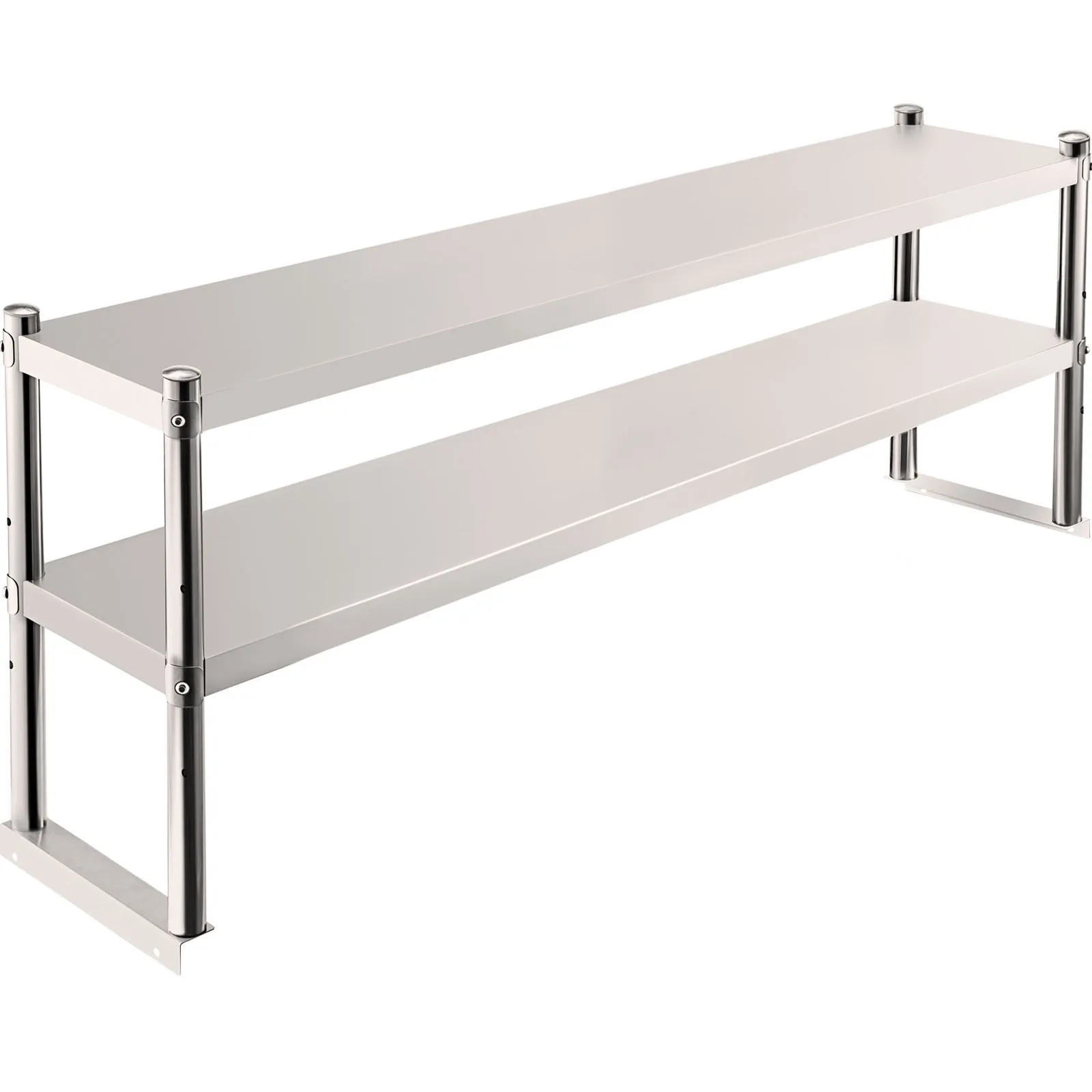 VEVOR double overshelf with two stainless steel tiers and sturdy frame.