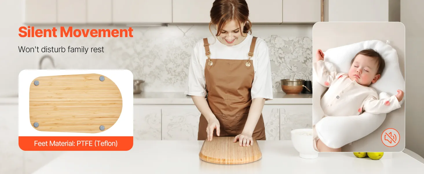 VEVOR Mixer Slider, Oval 14.5 x 9.4-inch, Appliance Slider Compatible with Tilt Head 4.5-5 Qt Stand Mixer, PTFE Feet, Kitchen Countertop Storage Mover Sliding Tray, Natural Wood