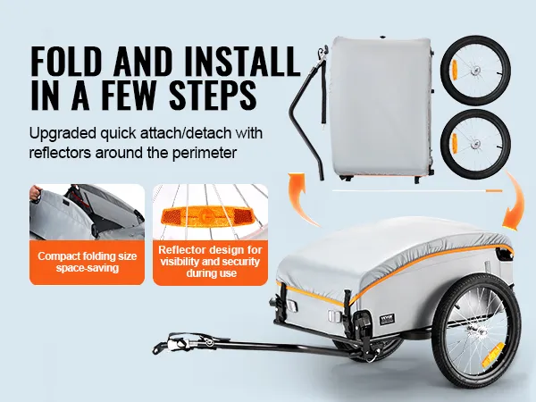 VEVOR faltbarer anhänger mit reflektoren für einfache lagerung und sichere nutzung.