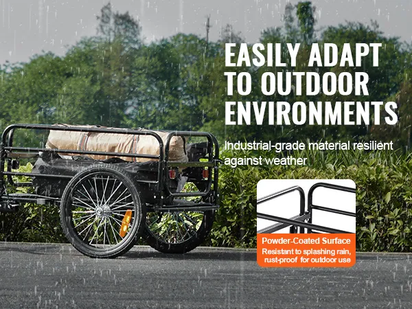 VEVOR-Fahrradanhänger mit pulverbeschichteter Oberfläche und wasserdichtem Oxford-Gewebe, das sich an Regen anpasst.