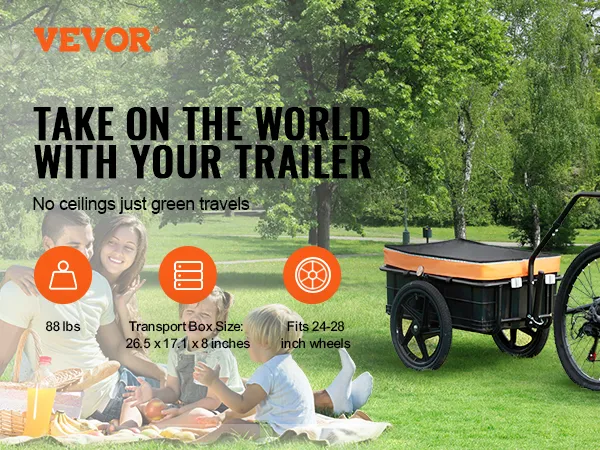 VEVOR fietskar voor in het park, ideaal voor groene reizen en moeiteloos vervoeren van maximaal 40 kg.