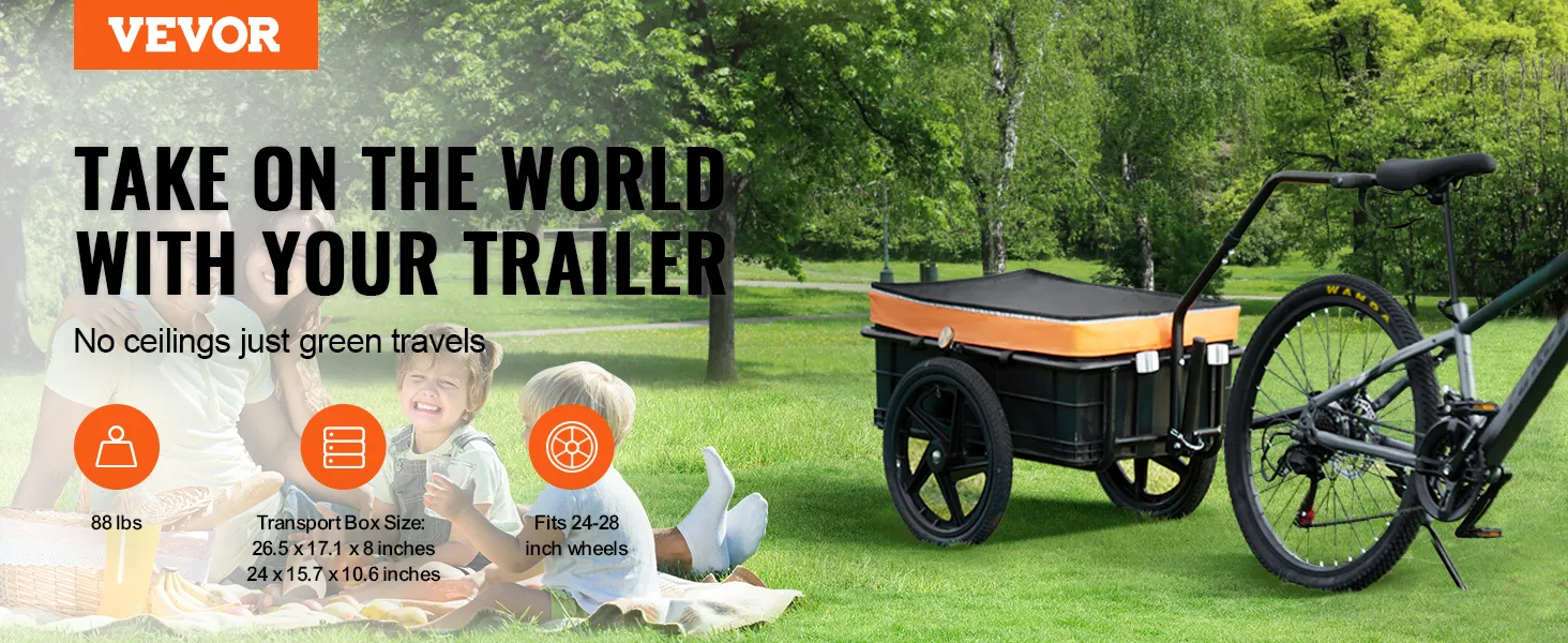 VEVOR fietskar voor in het park, ideaal voor groene reizen en moeiteloos vervoeren van maximaal 40 kg.