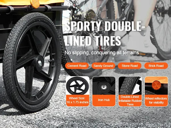 VEVOR fietskar met sportieve dubbelwandige banden voor alle terreinen, inclusief cement- en zandgrond.