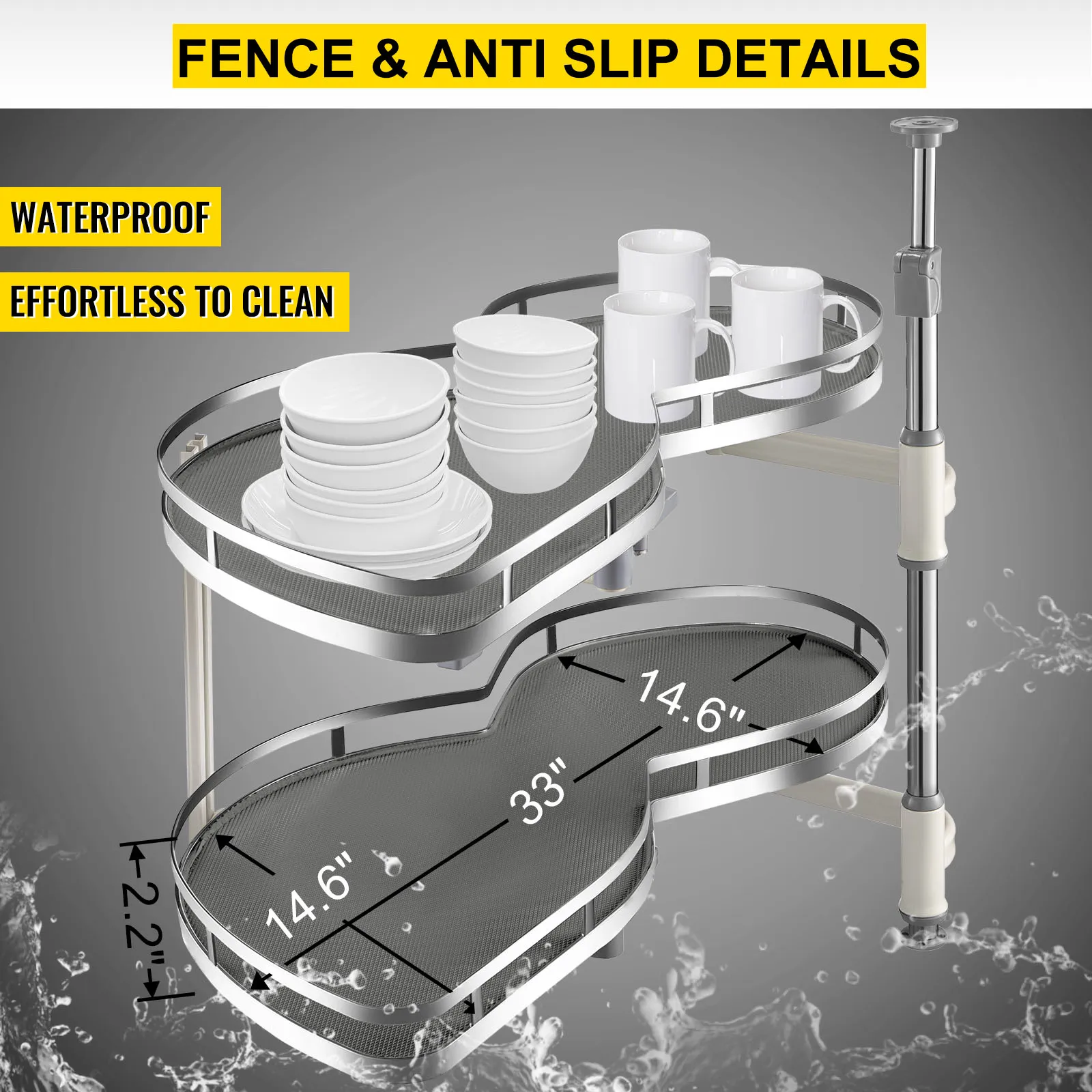 VEVOR swing links blinde hoekkast uitschuifbaar, waterdicht en antislip met schalen