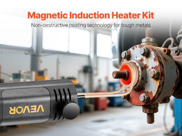 VEVOR H7C Induction Heater Bolt Removal Kit, 1100W 110V, Handheld Magnetic Induction Heater with 10 Coils and Box