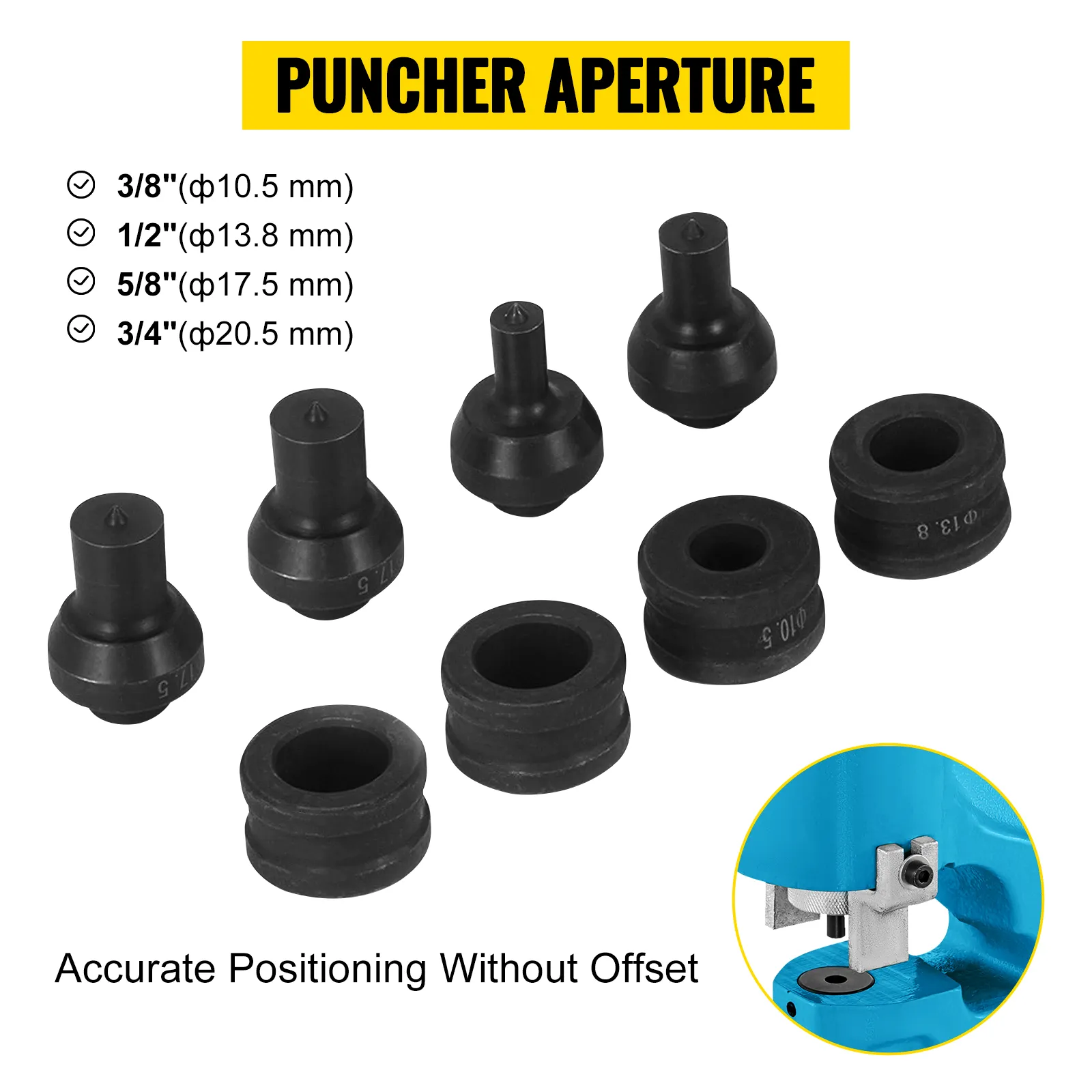 VEVOR hydraulic hole punching tool with various puncher apertures and accurate positioning.