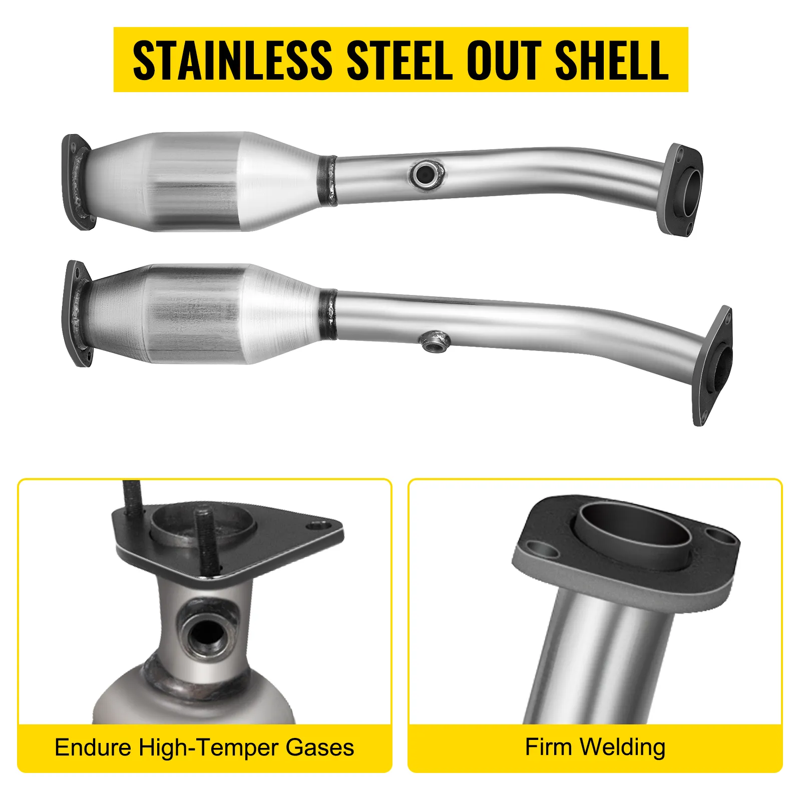 VEVOR-Auspuffkrümmer mit Edelstahl-Außenschale und fester Verschweißung.