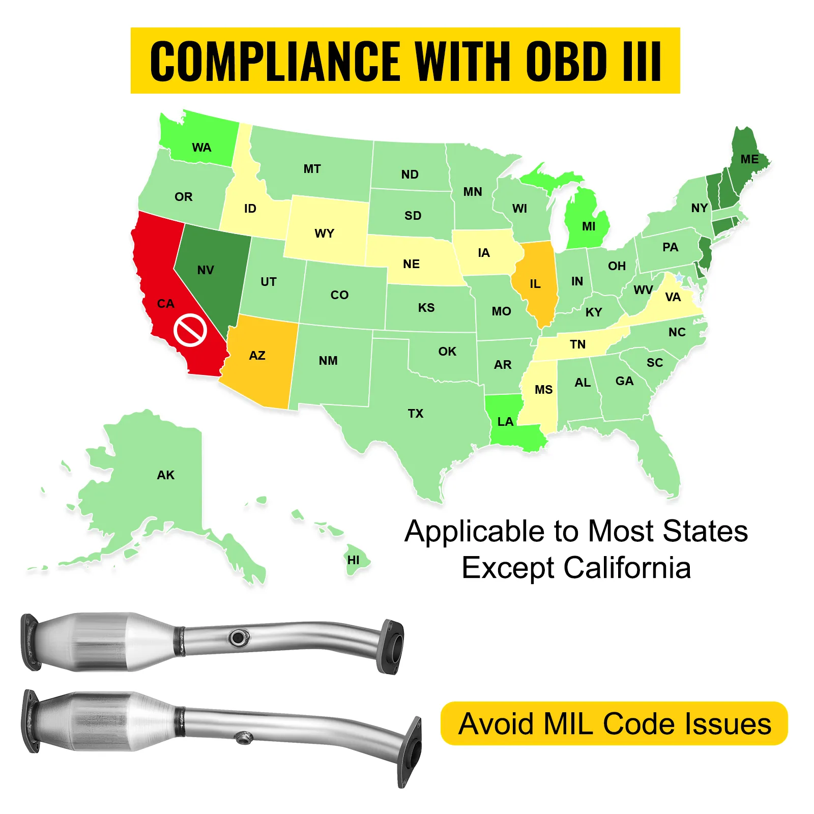 VEVOR-Auspuffkrümmer erfüllt OBD III für die meisten Bundesstaaten außer Kalifornien