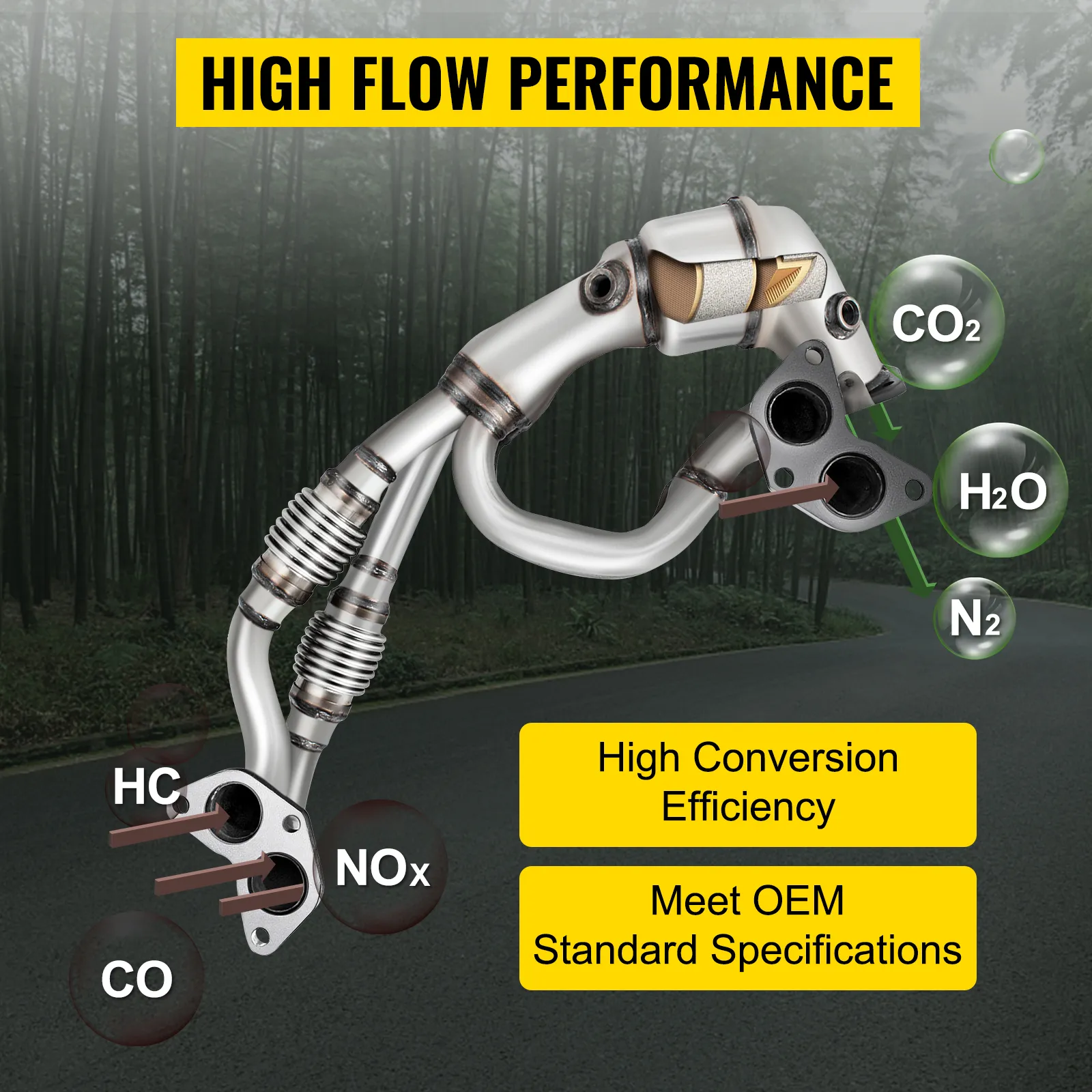 VEVOR-Katalysator Subaru, hohe Durchflussleistung, hohe Umwandlungseffizienz.