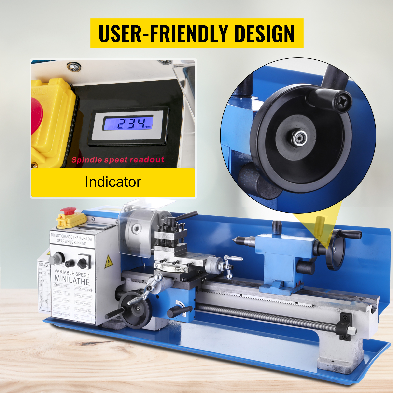 Cj18a 7x14 Mini Lathe Blue Accessory Package Dc Motor Bench Top