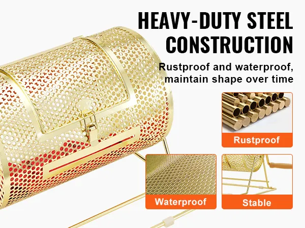 VEVOR raffle drum: heavy-duty steel, rustproof, waterproof, stable design for long-lasting use.