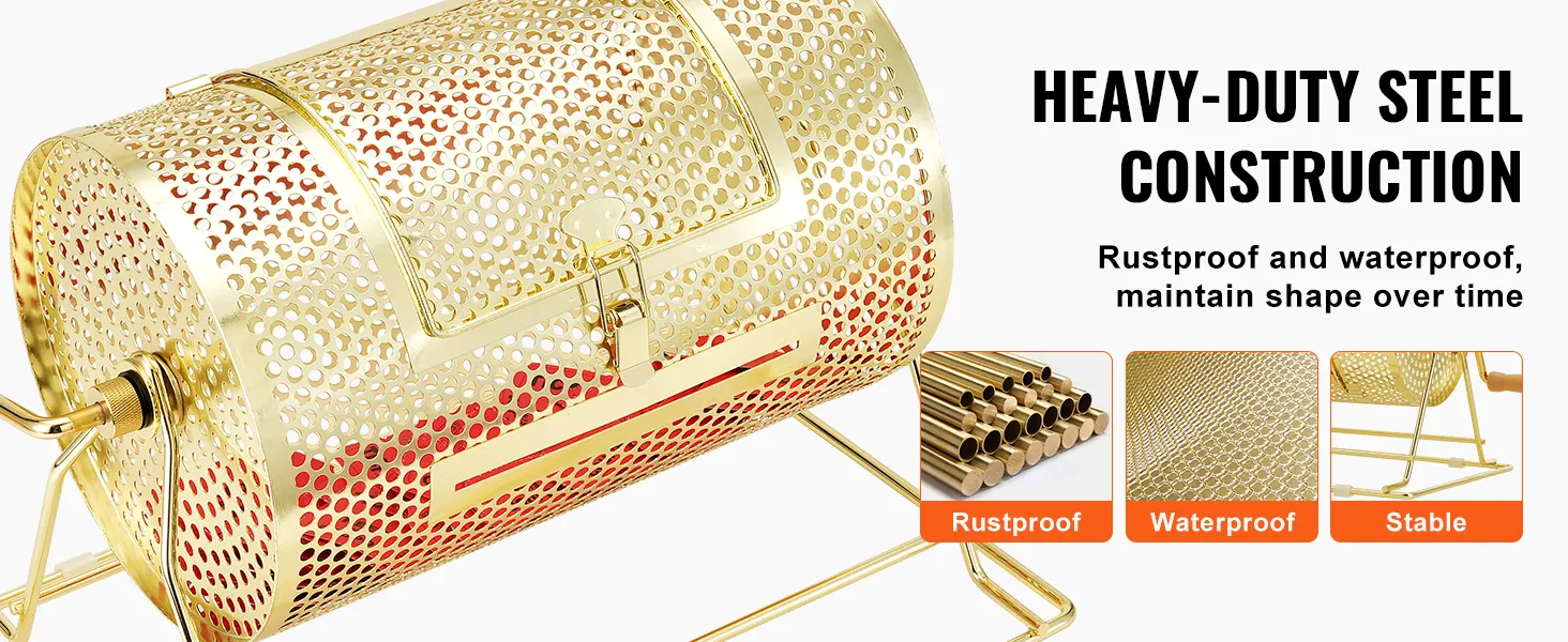 VEVOR raffle drum: heavy-duty steel, rustproof, waterproof, stable design for long-lasting use.