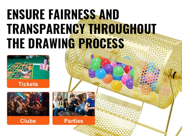 VEVOR raffle drum with colorful balls, ensuring fair and transparent drawing process for tickets, clubs, and parties.