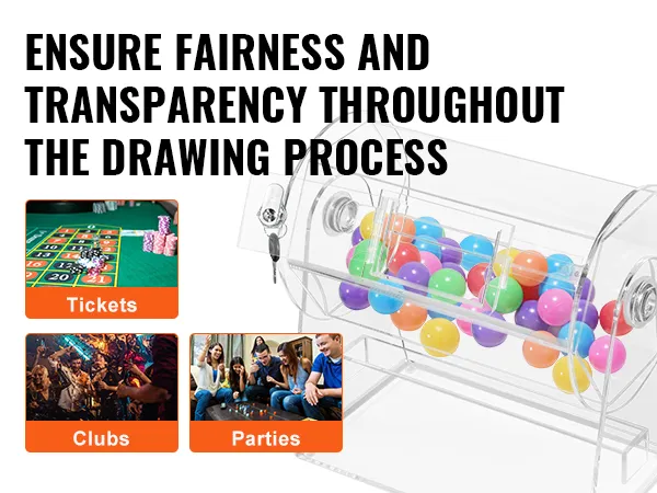 VEVOR acrylic raffle drum for fair and transparent drawings at tickets, clubs, and parties.