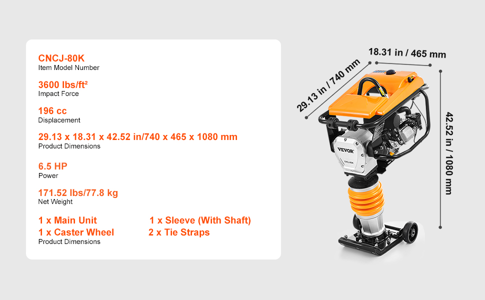 VEVOR Jumping Jack Compactor – 6.5 HP, Easy Move, Heavy Duty