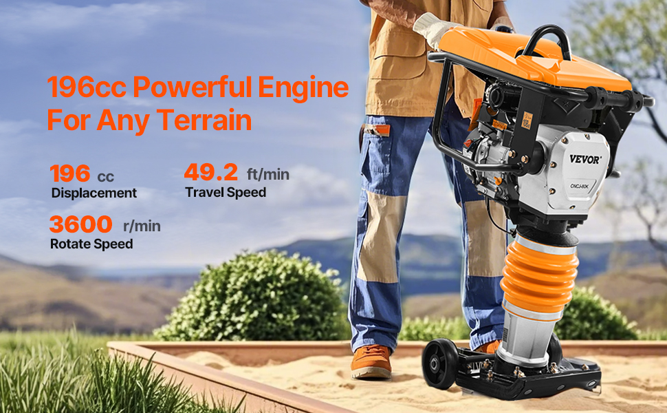 VEVOR Jumping Jack Compactor – 6.5 HP, Easy Move, Heavy Duty