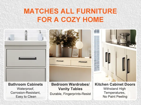 VEVOR cabinet pulls for bathroom cabinets, bedroom wardrobes, and kitchen cabinet doors.