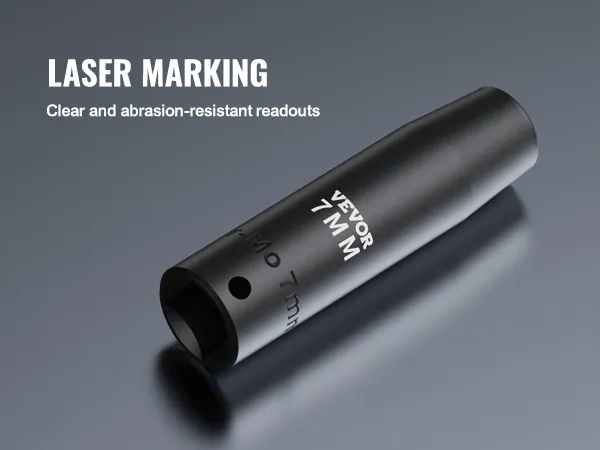 VEVOR impact socket set 7mm with laser marking for clear, abrasion-resistant readouts.