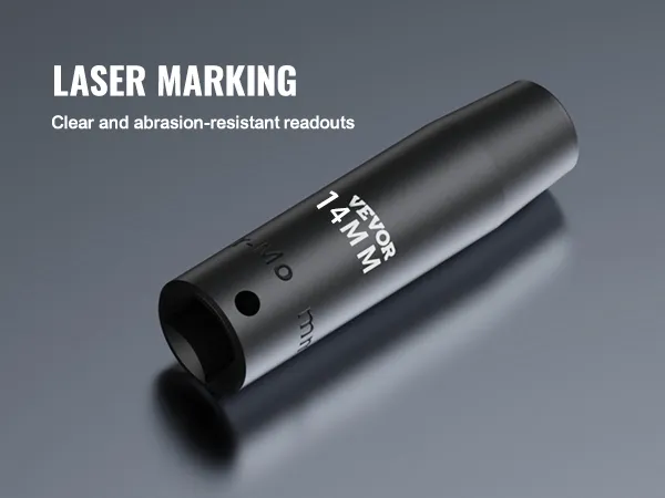 VEVOR impact socket set with clear laser marking and abrasion-resistant readouts.