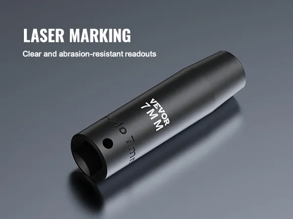 VEVOR deep impact socket set with laser marking for clear and abrasion-resistant readouts.