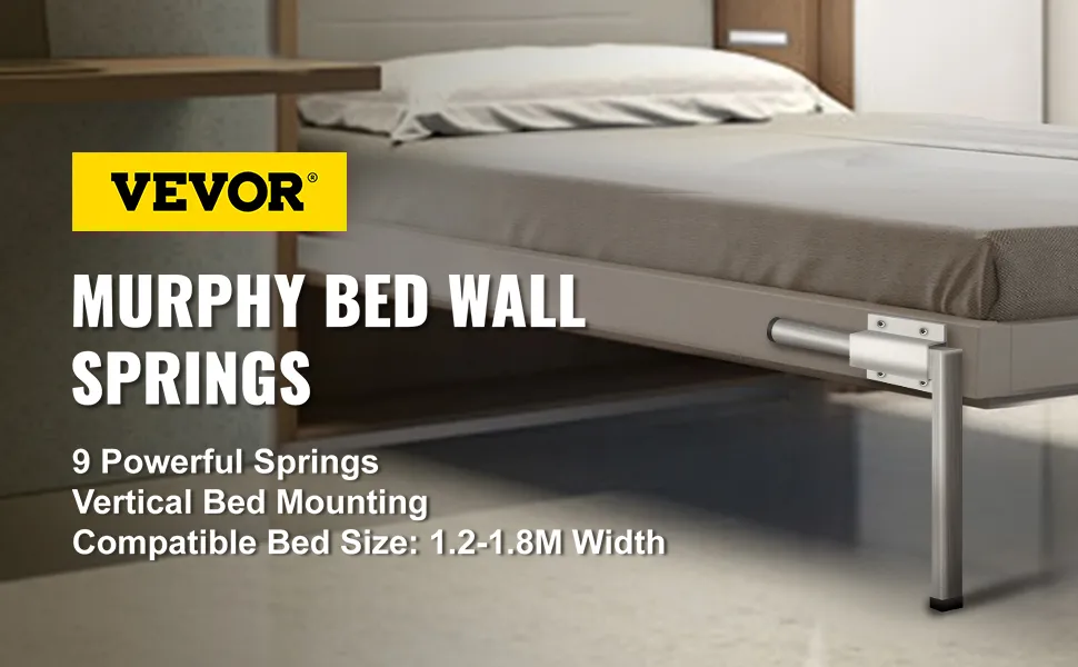 VEVOR murphy bed kit with 9 springs, vertical mounting, for 1.2-1.8m width beds.