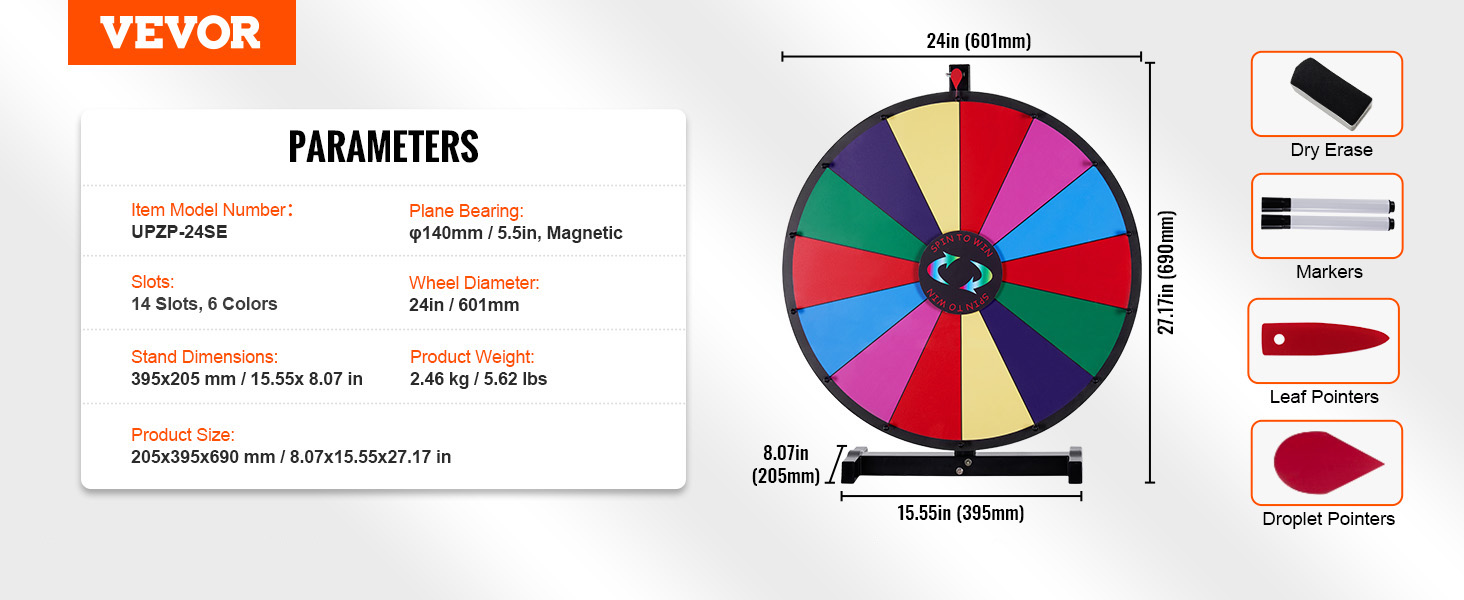Roue De Loterie 30 Cm Avec 14 Emplacements - Personnalisable à Sec - Pour Fêtes, Salons, Jeux - 13
