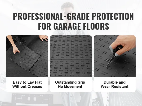 Le piastrelle per garage VEVOR offrono una protezione di livello professionale, una presa eccezionale e sono durevoli e resistenti all'usura.
