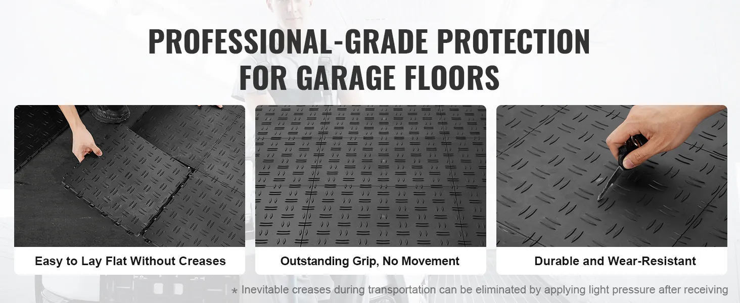 Le piastrelle per garage VEVOR offrono una protezione di livello professionale, una presa eccezionale e sono durevoli e resistenti all'usura.