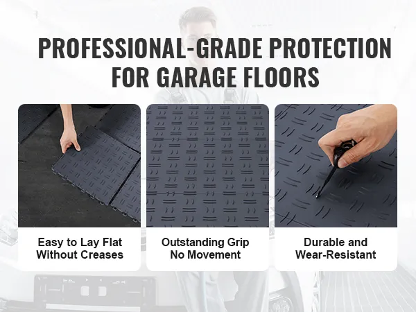 VEVOR garage tiles ensure easy installation, excellent grip, and durability for professional-grade garage floors.