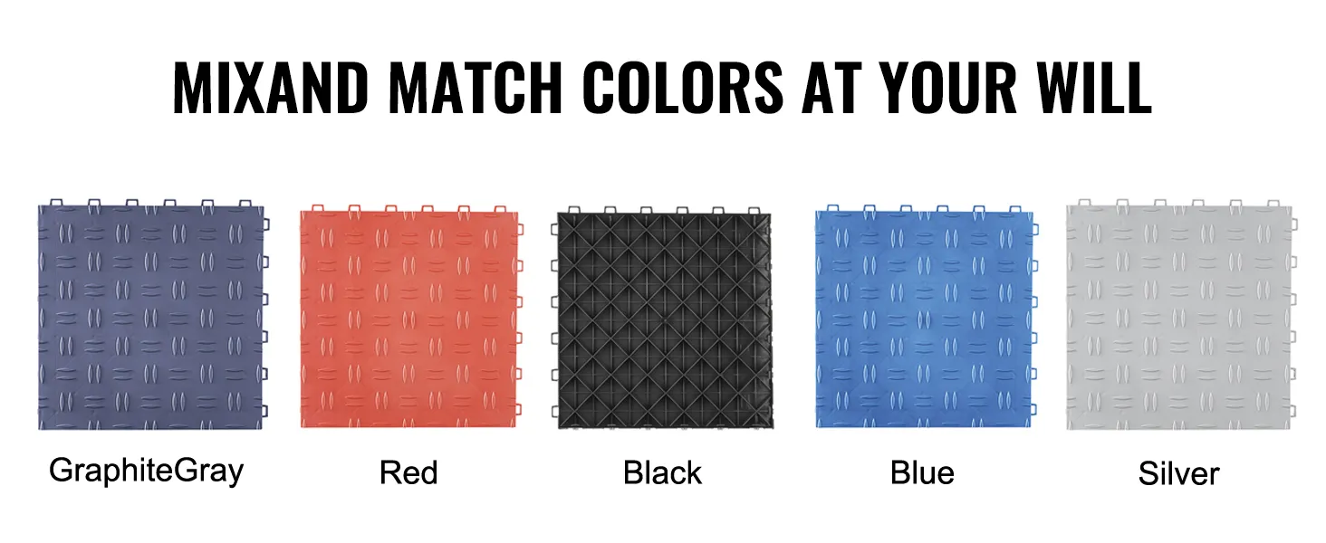 VEVOR garage tiles are long-lasting, waterproof, and dirt-resistant, preventing liquid penetration.