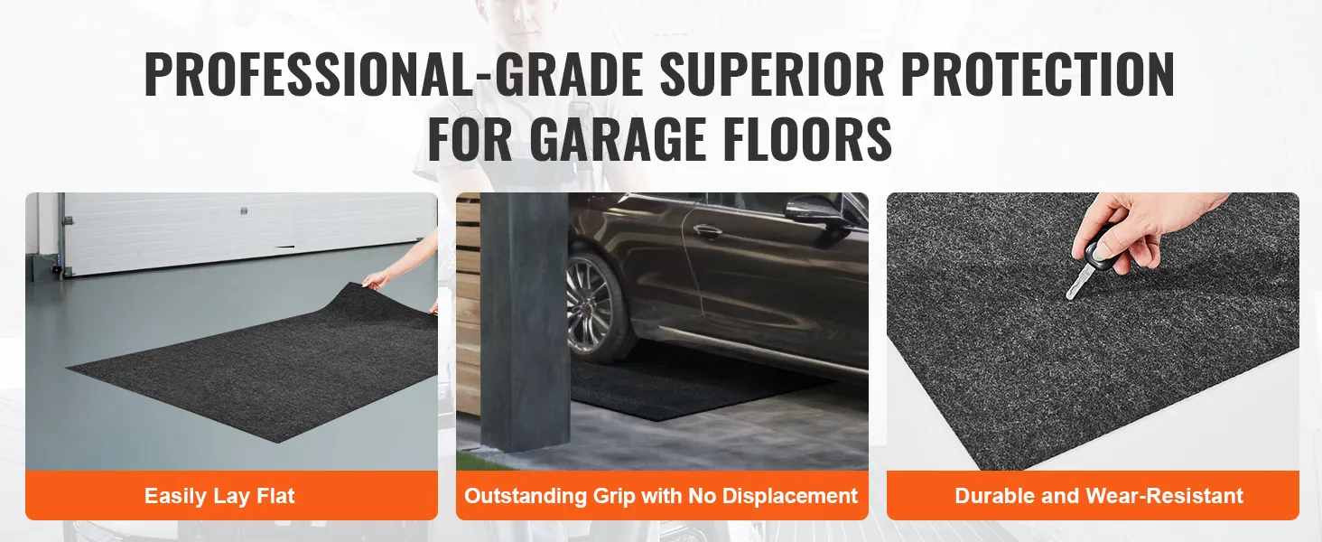Protezione professionale di livello superiore per i pavimenti dei garage con il tappetino da garage VEVOR, facile da stendere.