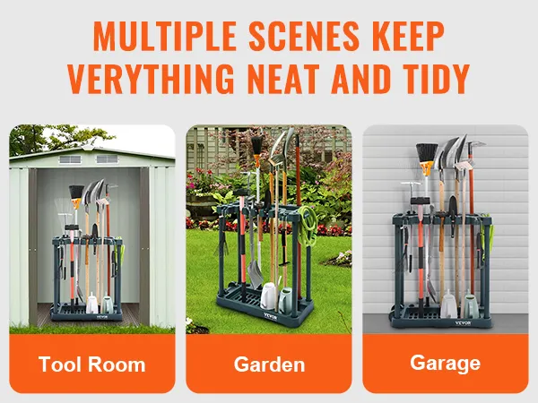 VEVOR garden tool organizer in tool room, garden, and garage to keep everything neat and tidy.
