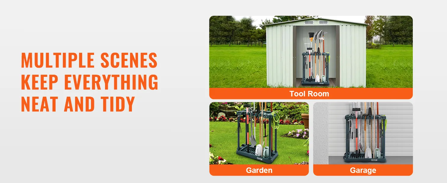 VEVOR garden tool organizer in tool room, garden, and garage to keep everything neat and tidy.