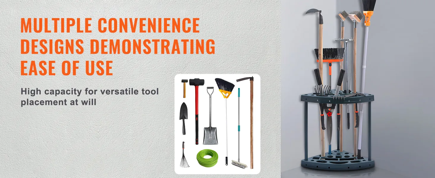 De VEVOR tuingereedschap organizer biedt veelzijdige oplossingen voor het opbergen van gereedschap met een hoge capaciteit.