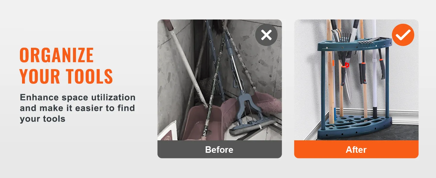 Organiseer uw gereedschap met de VEVOR tuingereedschap organizer voor een betere benutting van de ruimte en eenvoudige toegang.