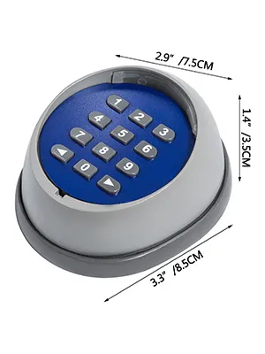 VEVOR wireless keypad with dimensions, gray and blue buttons.