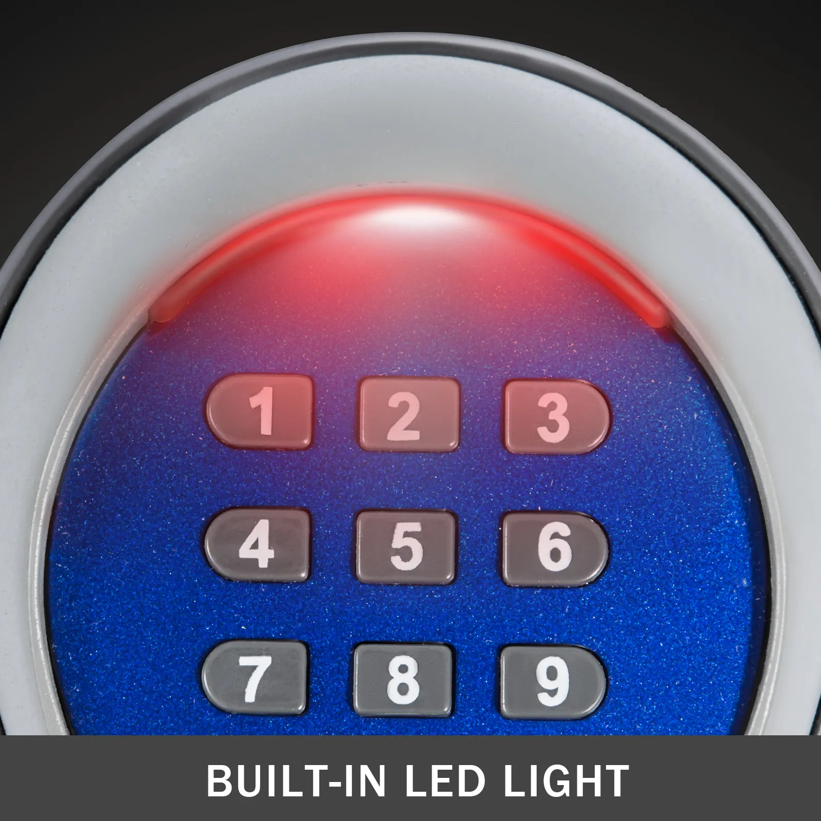 close-up of a VEVOR wireless keypad with built-in red led light