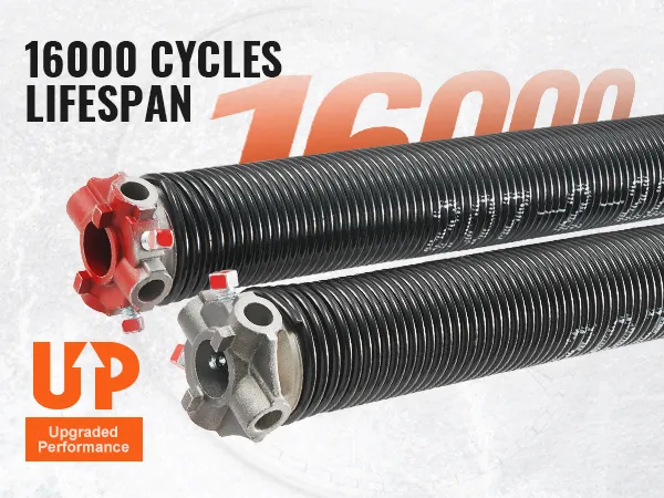 VEVOR garage door torsion springs with 16,000 cycle lifespan for upgraded performance.