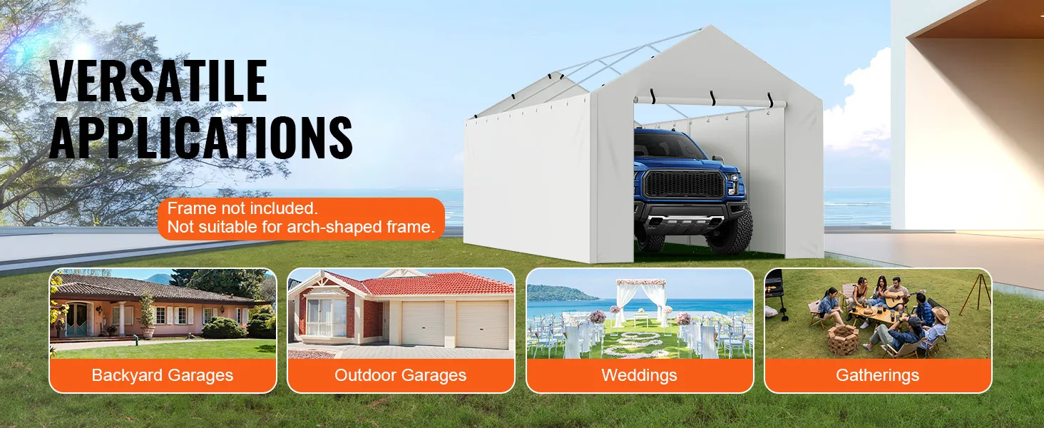 VEVOR Carport-Überdachung mit vielseitigen Einsatzmöglichkeiten für Garagen, Hochzeiten und Versammlungen.
