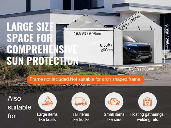 Die Carport-Überdachung von VEVOR bietet viel Platz für Fahrzeuge und Versammlungen und bietet gleichzeitig Sonnenschutz.
