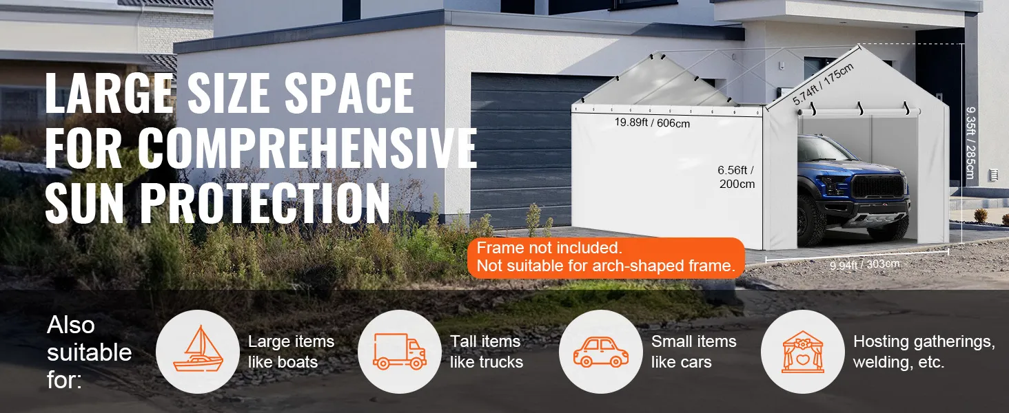 Die Carport-Überdachung von VEVOR bietet viel Platz für Fahrzeuge und Versammlungen und bietet gleichzeitig Sonnenschutz.