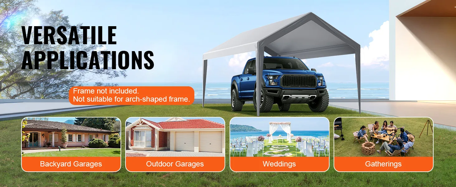VEVOR carportoverkapping voor garages in de achtertuin, buitengarages, bruiloften en bijeenkomsten aan het strand.