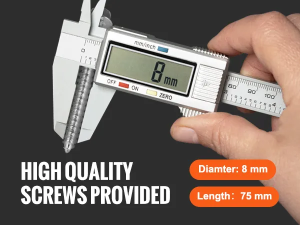 high quality screws for VEVOR overhead garage storage rack, diameter 8mm, length 75mm.