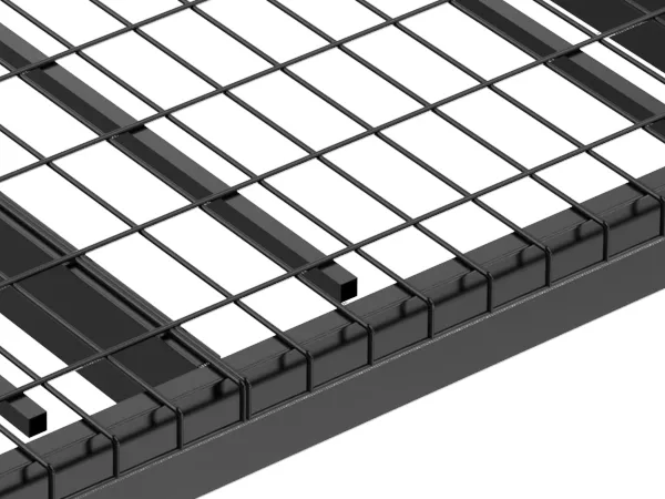 metal grid surface of VEVOR overhead garage storage rack, showcasing sturdy steel construction.